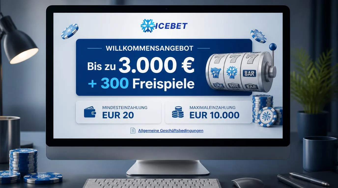 Casino-Bonusübersicht mit Einzahlung ab 20 €, Bonus bis 3.000 € und 300 Freispielen